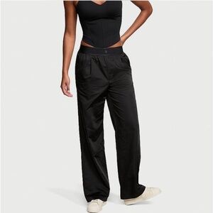 Victoria's Secret Black Lux Gloss Wide Leg Pants